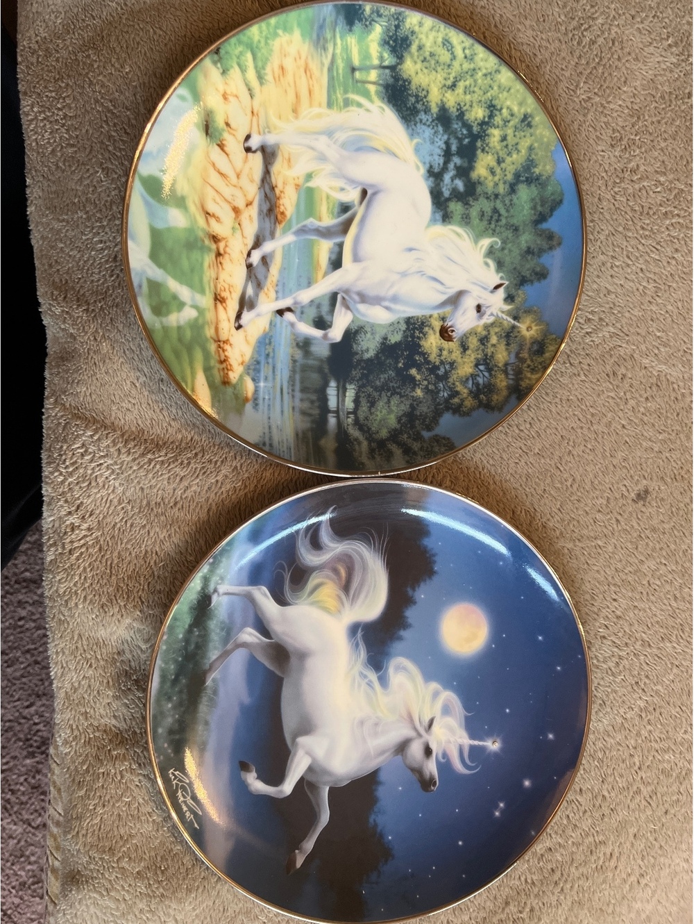 The Diamond Unicorn Limited Edition Fine Porcelain Plates by Kirk Reinert - Set